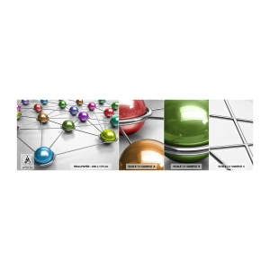 Campione Di Fotomurale Standard Eco - Ragnatela cosmica - Astrazione, Sfere di metallo, 3D - 100x30 cm