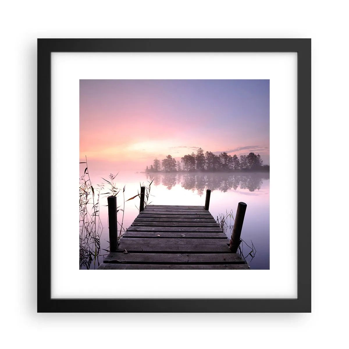 Poster in cornice nera - Nebbia color lilla - 30x30 cm
