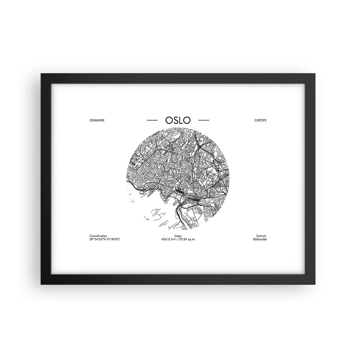 Poster in cornice nera - Anatomia di Oslo - 40x30 cm