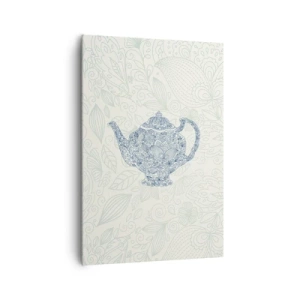Quadro su tela - Stampe su Tela - Disegno decorativo di una teiera con ornamenti blu - 70x100cm - Magia del tè - Decorazione murale moderna per soggiorno e camera da letto ARTTOR