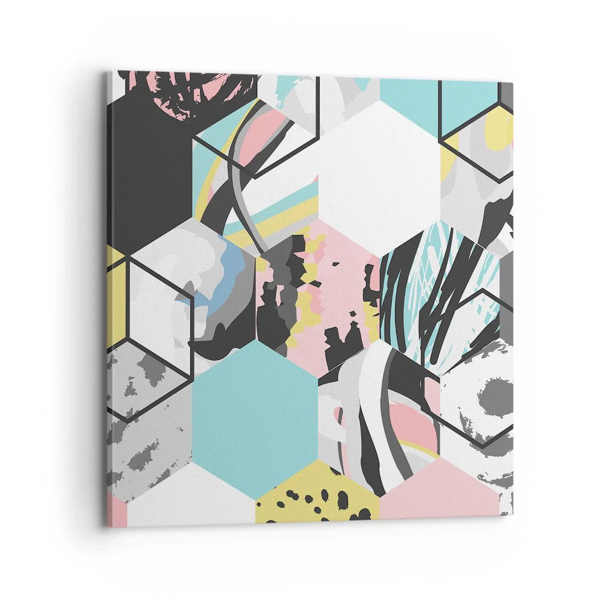 Quadro su tela - Stampe su Tela - Esagoni e cubi in sei tonalità - 70x70 cm