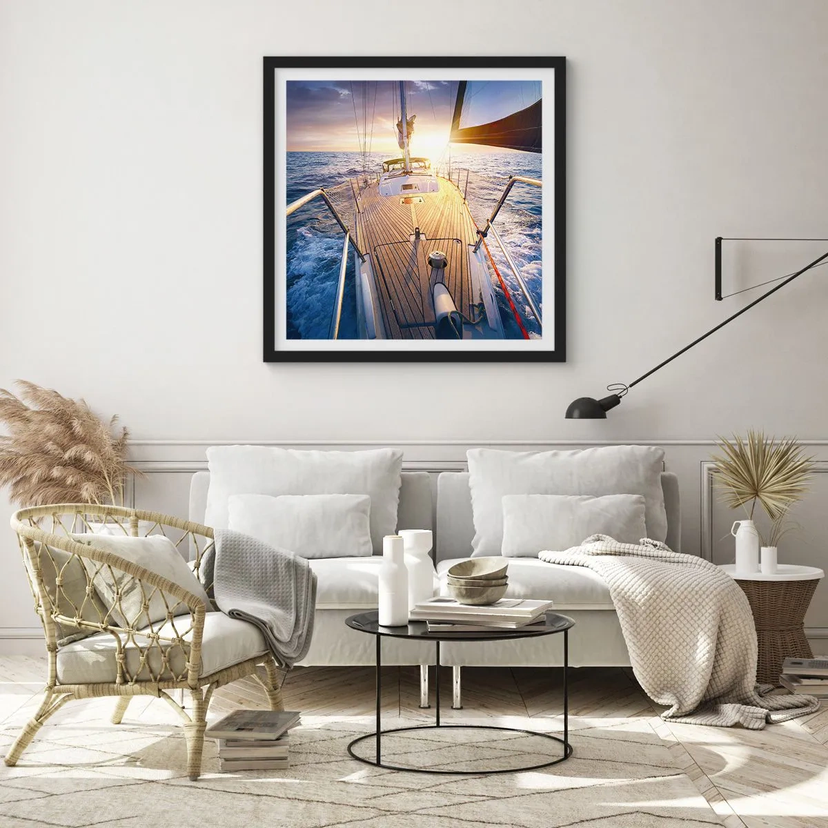 Poster in cornice nera - Correndo sulle onde - 50x50 cm