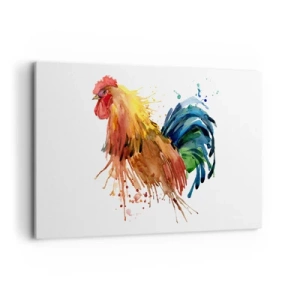 Quadro su tela - Stampe su Tela - Gallo colorato in stile acquerello - 120x80cm - Abito reale, orgoglio reale - Decorazione murale moderna per soggiorno e camera da letto ARTTOR