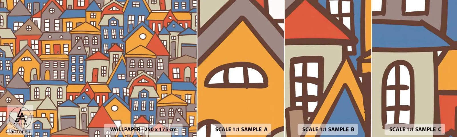 Campione di Fotomurale Adesivo Deluxe Sticker - Una casa dietro l'altra - Città, Architettura, Città vecchia - 100x30 cm