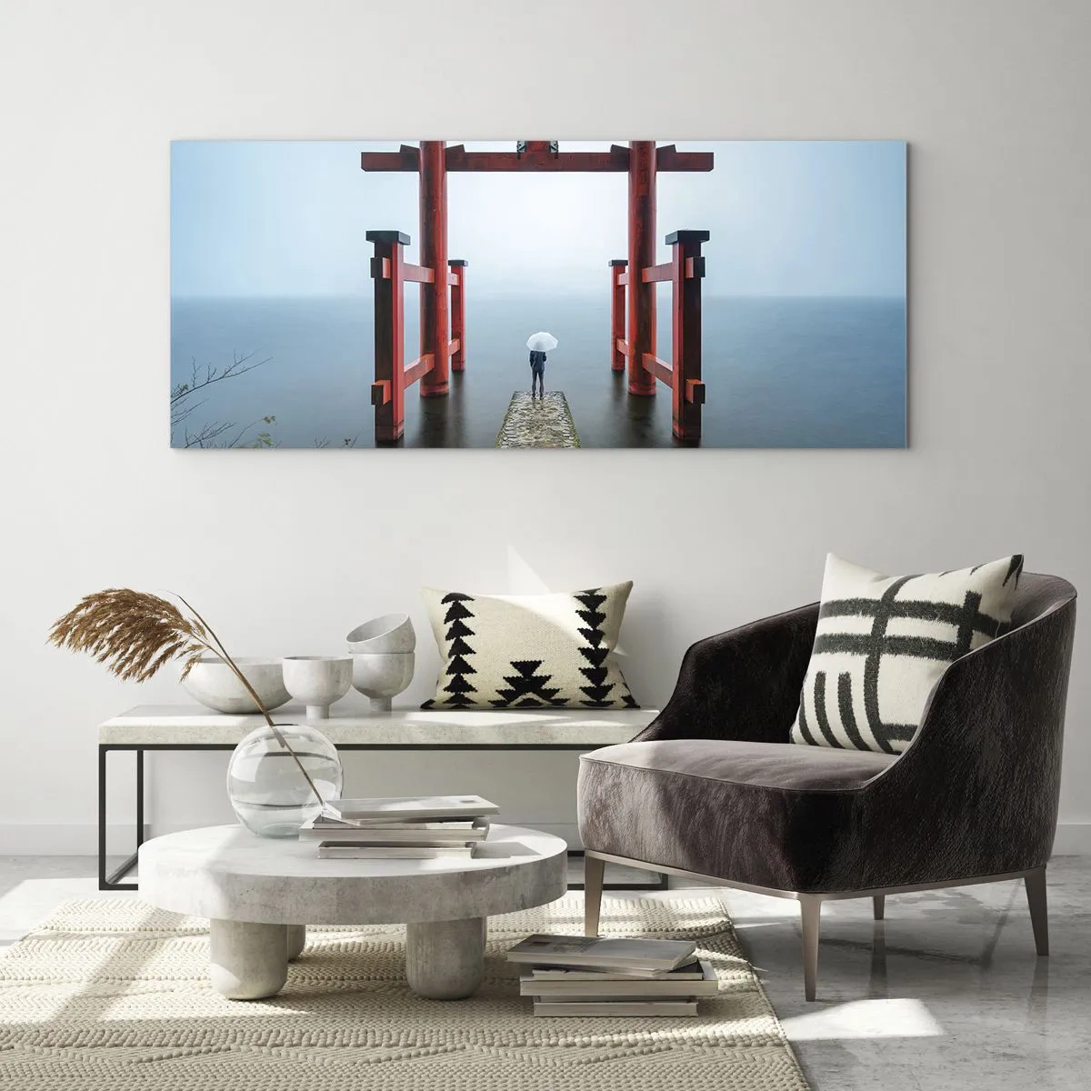 Quadro su vetro - Meditazione giapponese - 90x30 cm