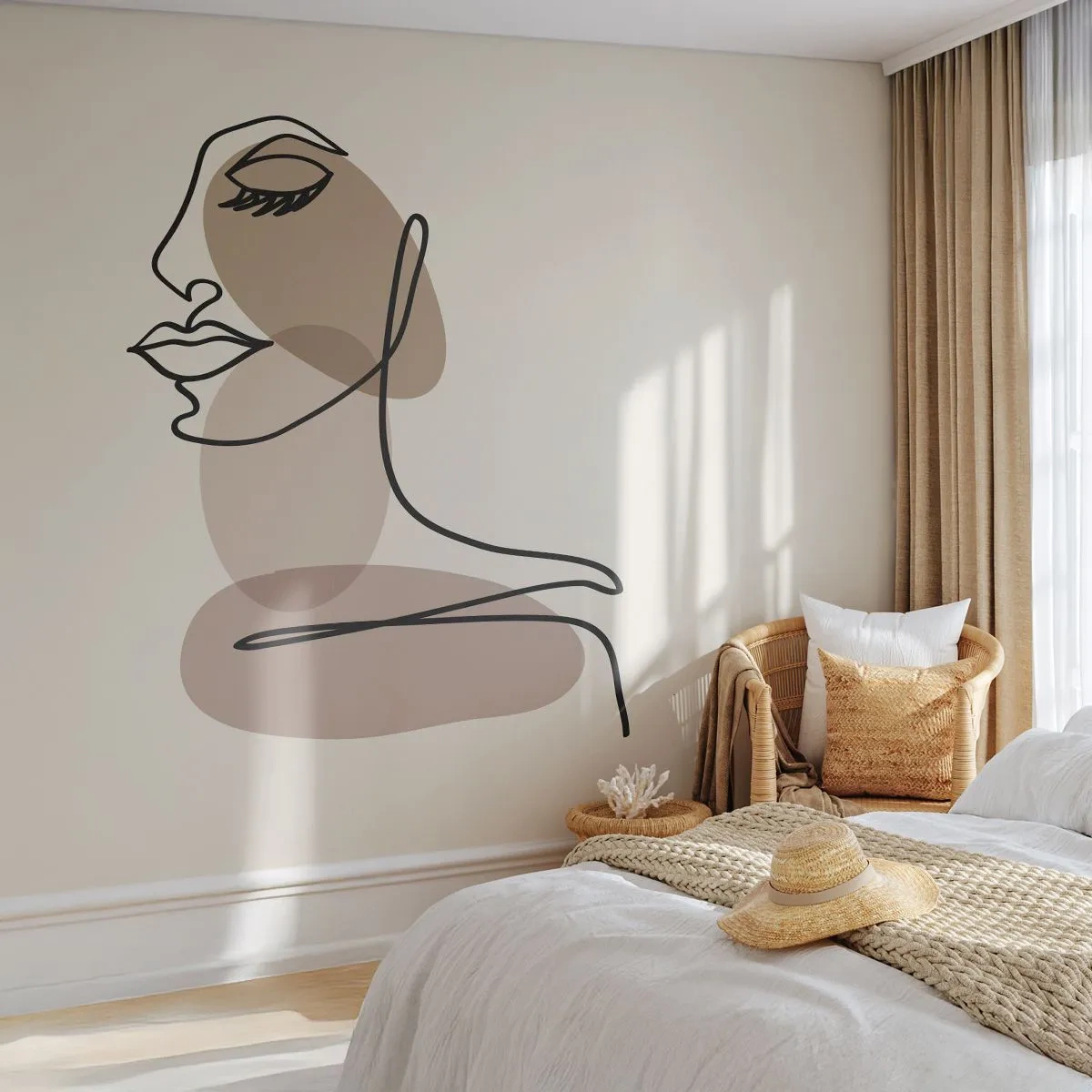 Fotomurali Premium Canvas - Ascoltando se stessa - Astrazione, Volto di donna, Grafica - 400x280 cm