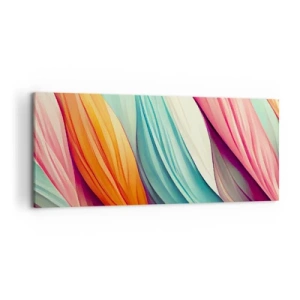 Quadro su tela - Stampe su Tela - Linee astratte in colori pastello e vivaci - 120x50cm - Intreccio arcobaleno - Decorazione murale moderna per soggiorno e camera da letto ARTTOR