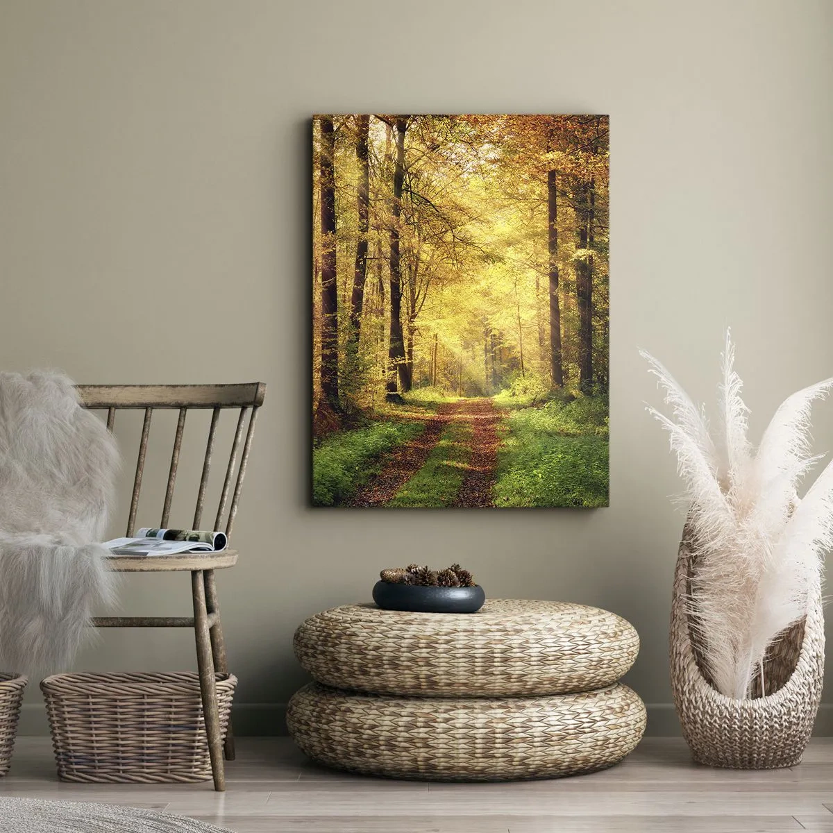 Quadro su tela - Stampe su Tela - Il silenzio d'oro del bosco - 45x80 cm