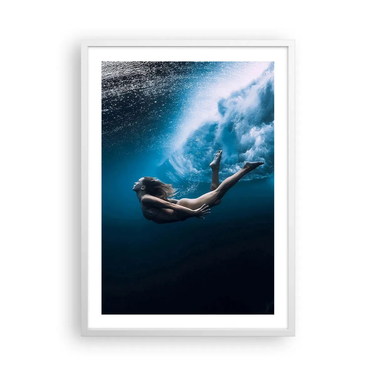 Poster in cornice bianca - Moderna sirena - 50x70 cm