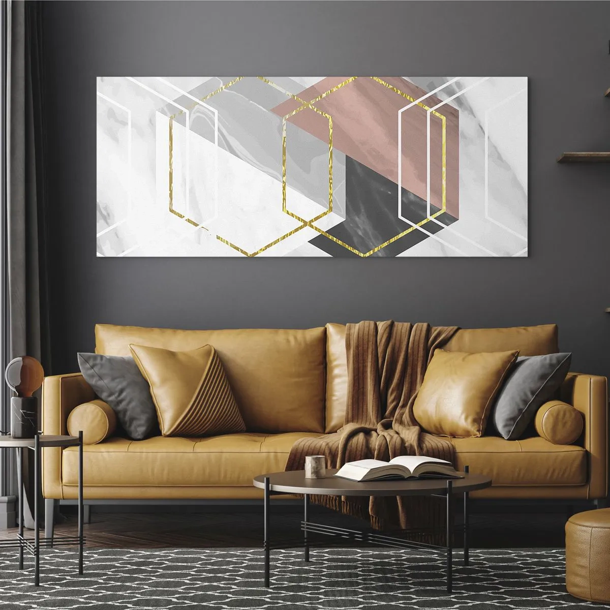 Quadro su vetro - Composizione a catena - 100x40 cm