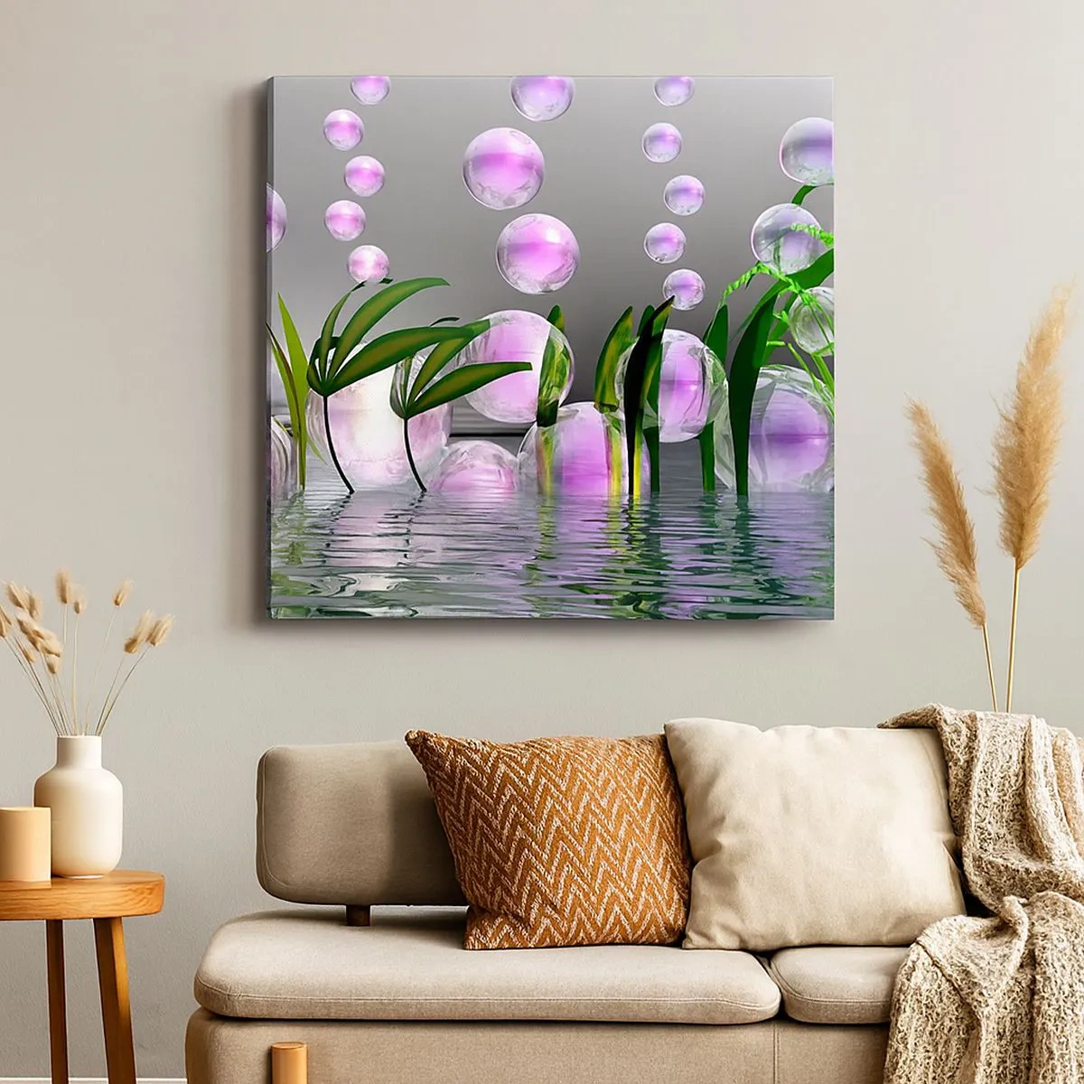 Quadro su tela - Stampe su Tela - Composizione meditativa su leggerezza e vita - 30x30 cm