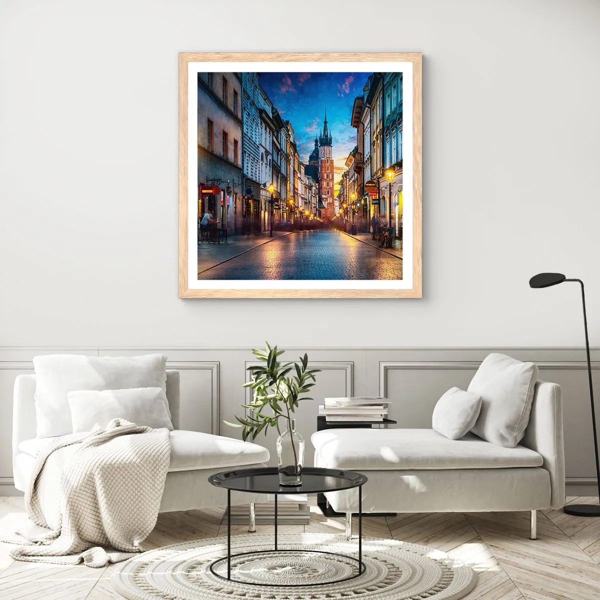 Poster in cornice rovere chiaro - La magia di Cracovia - 40x40 cm