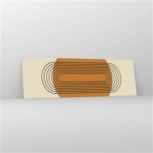 Quadro su vetro - Motivo geometrico con cerchi e linee arancioni - 160x50cm - Piano perfetto - Decorazione murale moderna per soggiorno e camera da letto ARTTOR