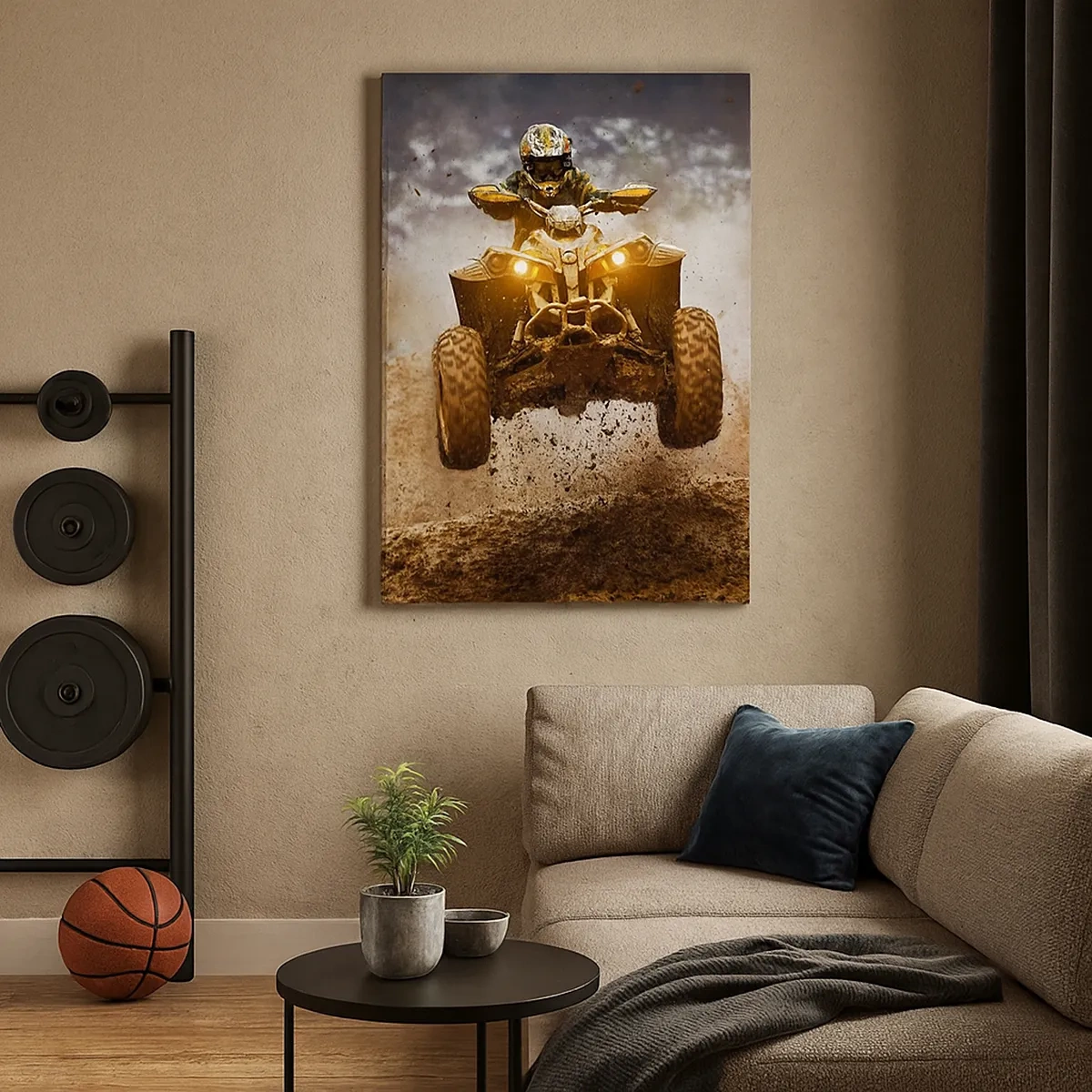 Quadro su tela - Stampe su Tela - Quad estremo su terreni fangosi - 50x70cm - No risk no fun - Decorazione murale moderna per soggiorno e camera da letto ARTTOR