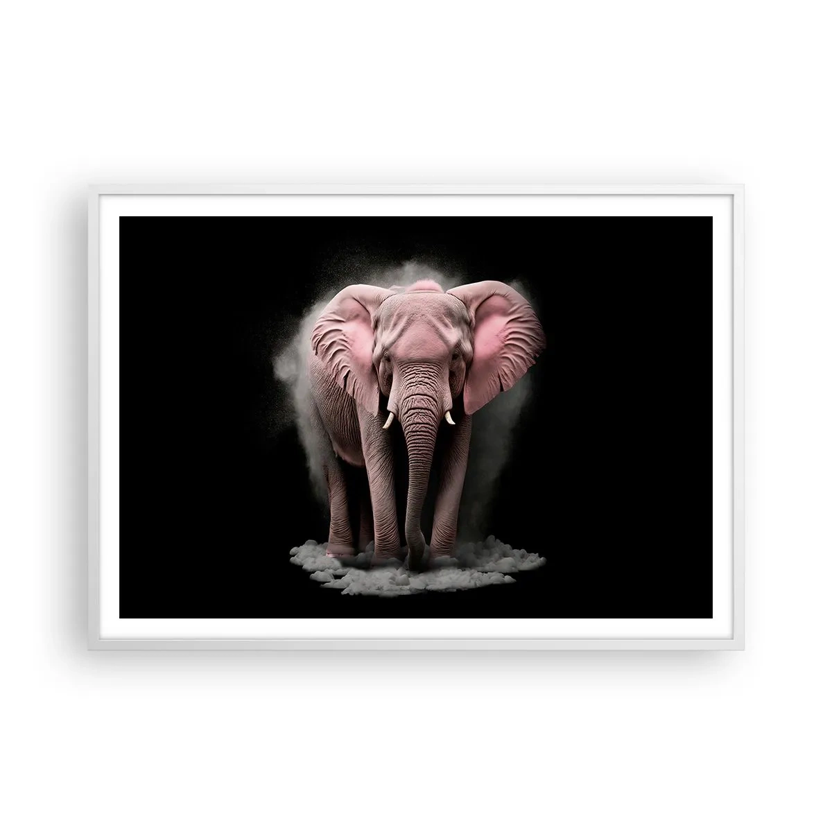 Poster in cornice bianca - Non pensare all'elefante rosa! - 100x70 cm