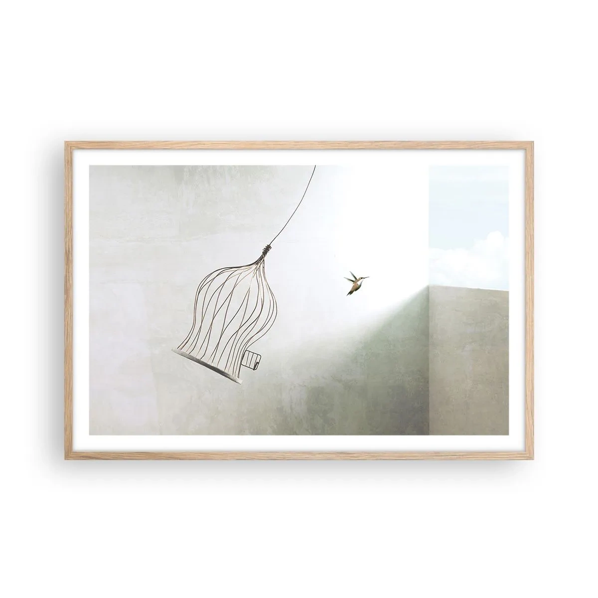 Poster in cornice rovere chiaro - Nel proprio elemento - 91x61 cm