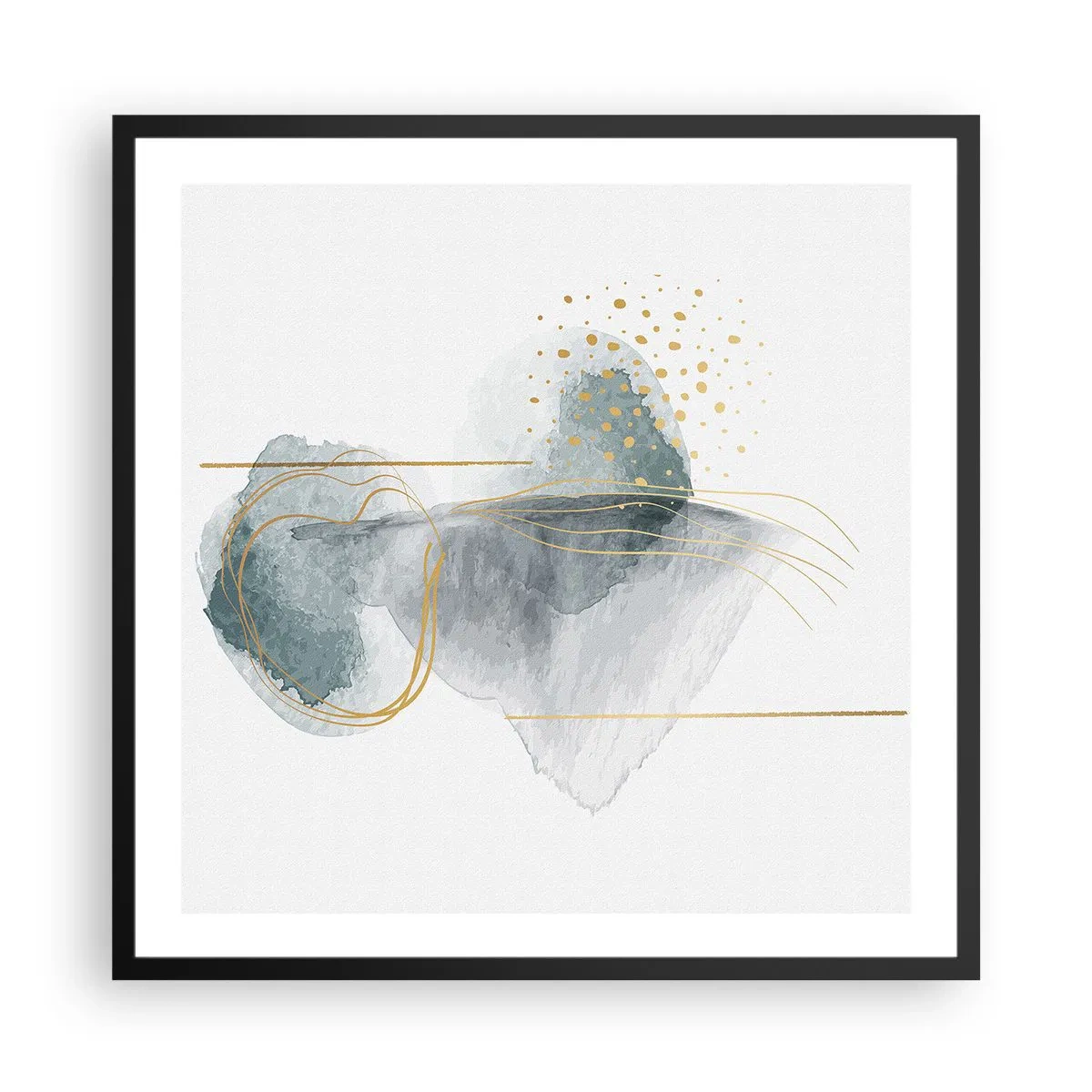 Poster in cornice nera - Sui legami del grigio e dell'oro - 60x60 cm