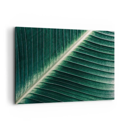 Quadro su tela - Stampe su Tela - Primo piano della struttura di una foglia verde - 120x80cm - Il ritmo della natura - Decorazione murale moderna per soggiorno e camera da letto ARTTOR