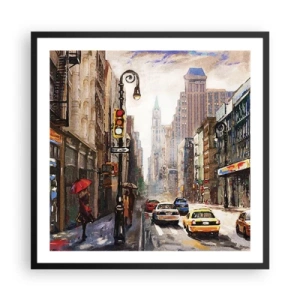 Poster in cornice nera - New York: colorata anche sotto la pioggia - 60x60 cm
