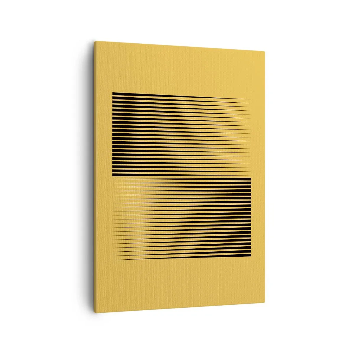 Quadro su tela - Stampe su Tela - Linee nere verticali su sfondo giallo - 50x70cm - La quadratura degli opposti - Decorazione murale moderna per soggiorno e camera da letto ARTTOR