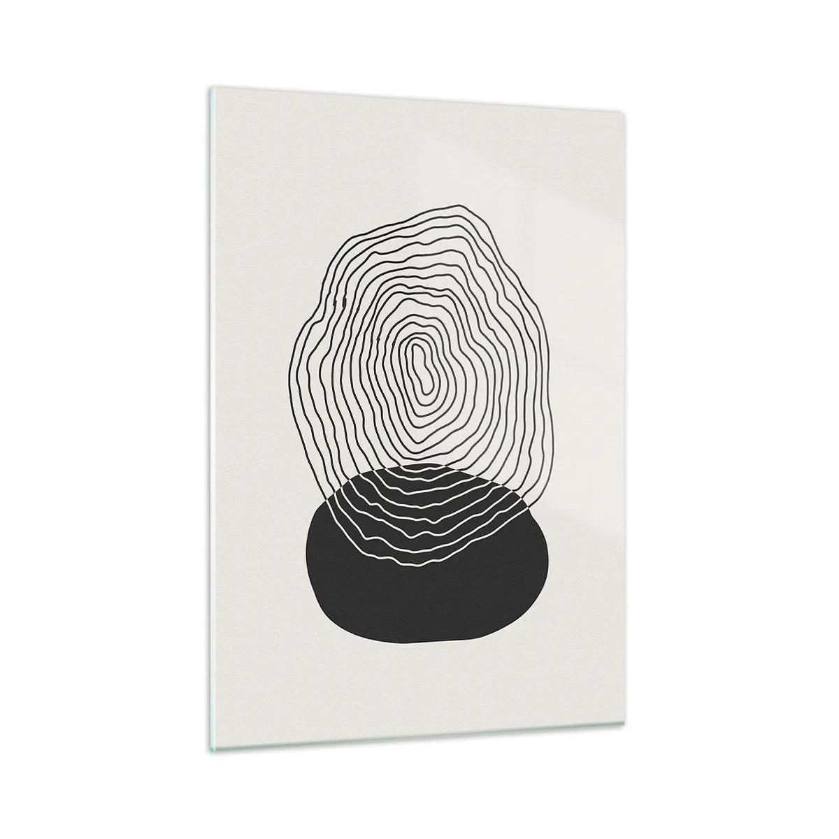Quadro su vetro - Motivo astratto con ovali e linee in bianco e nero - 50x70cm - Durata e vibrazione - Decorazione murale moderna per soggiorno e camera da letto ARTTOR