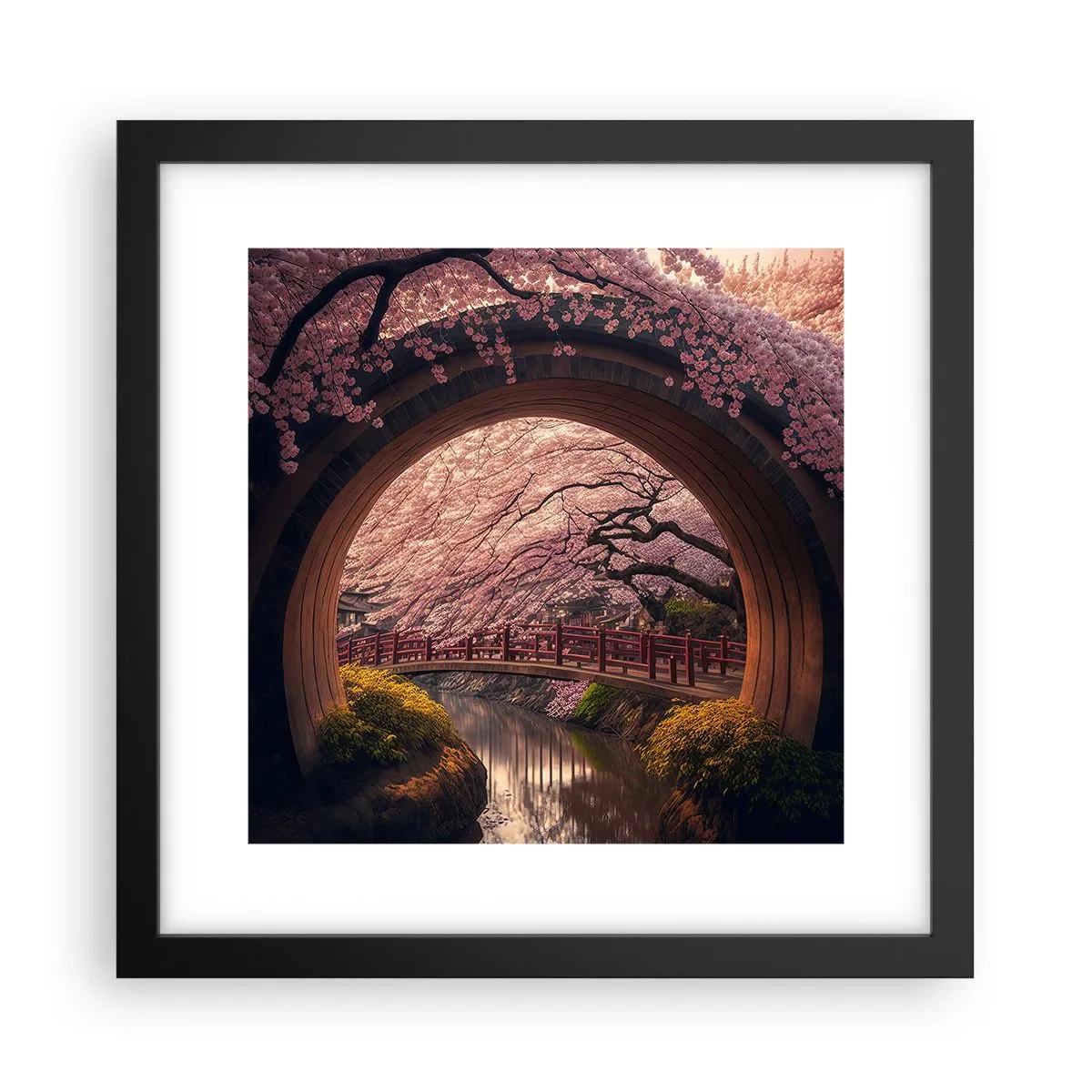 Poster in cornice nera - Primavera giapponese - 30x30 cm