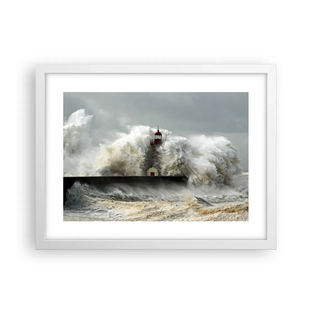 Poster in cornice bianca - L'ira dell'oceano - 40x30 cm