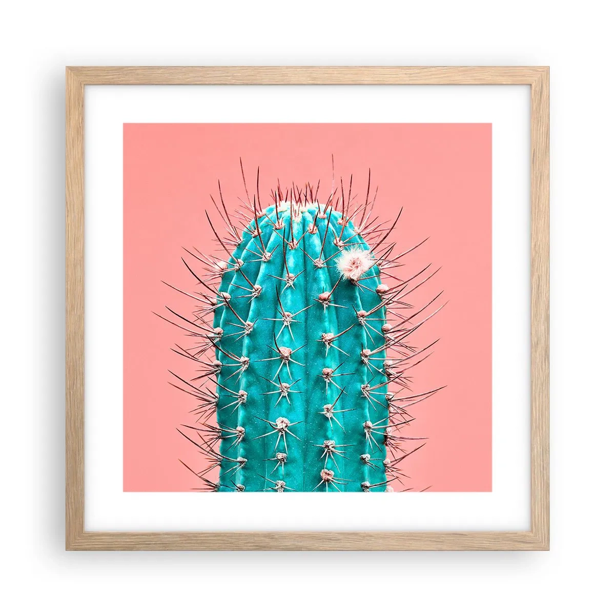 Poster in cornice rovere chiaro - Stai attento - 40x40 cm