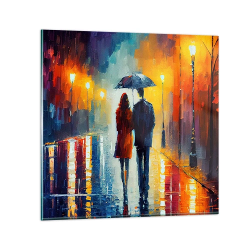 Quadro su vetro - Insieme la notte è colorata - 60x60 cm