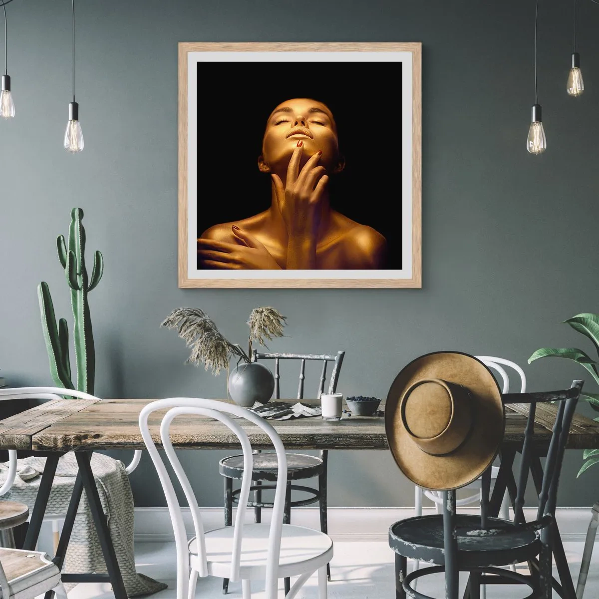 Poster in cornice rovere chiaro - Come seta d'oro - 40x40 cm