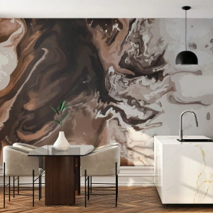 Fotomurali Premium Sand - Motivo astratto nei toni del marrone e del bianco - 100x70cm - Contrasto di colori - Decorazione murale moderna per soggiorno e camera da letto ARTTOR
