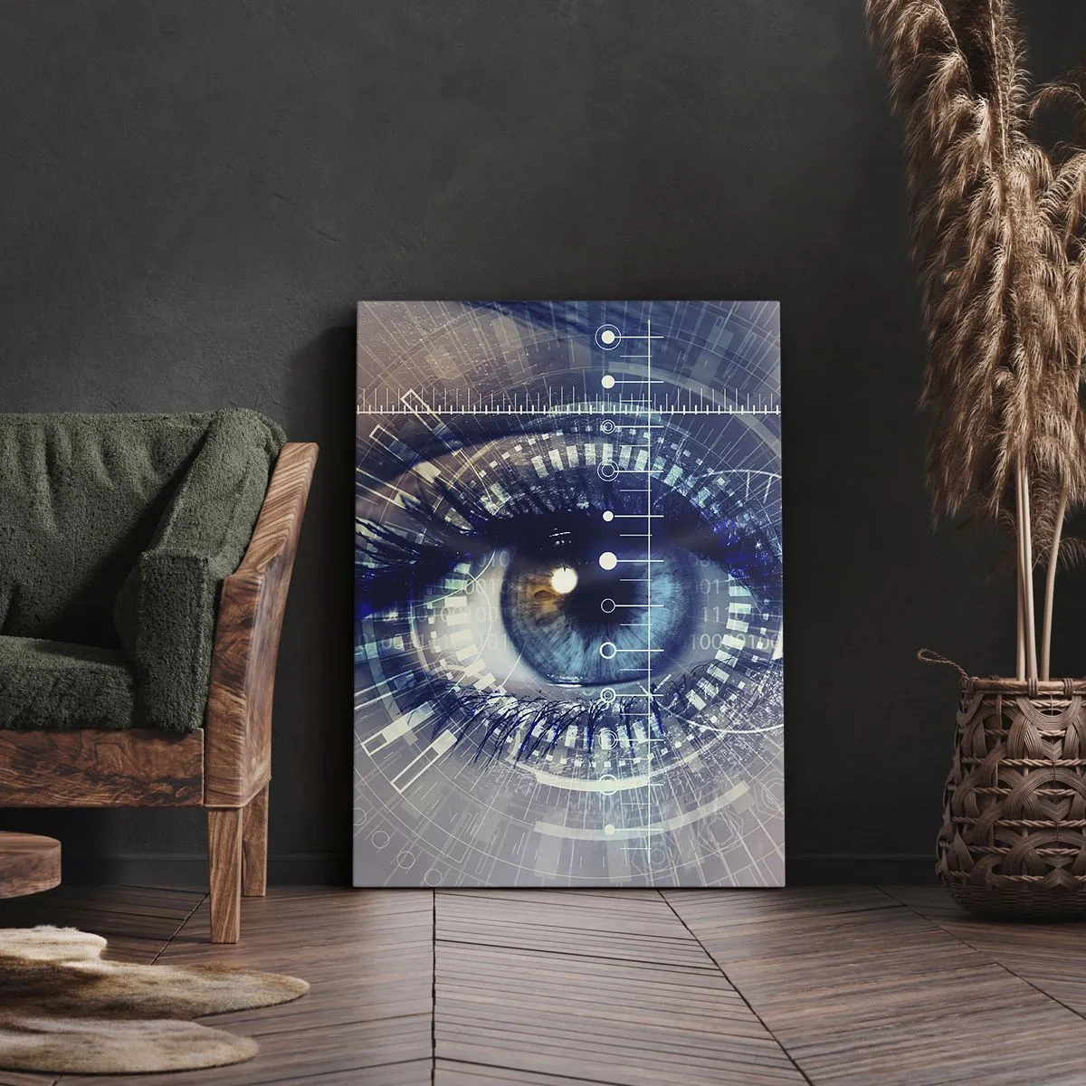 Quadro su tela - Stampe su Tela - Un occhio tecnologico con un'interfaccia futuristica - 50x70cm - Credi di conoscermi - Decorazione murale moderna per soggiorno e camera da letto ARTTOR