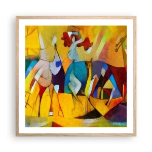 Poster in cornice rovere chiaro - Sole - vita - gioia - 60x60 cm