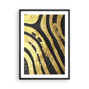 Poster in cornice nera - Linee dorate su sfondo scuro - 50x70cm - Tutto scorre - Decorazione murale moderna per soggiorno e camera da letto ARTTOR