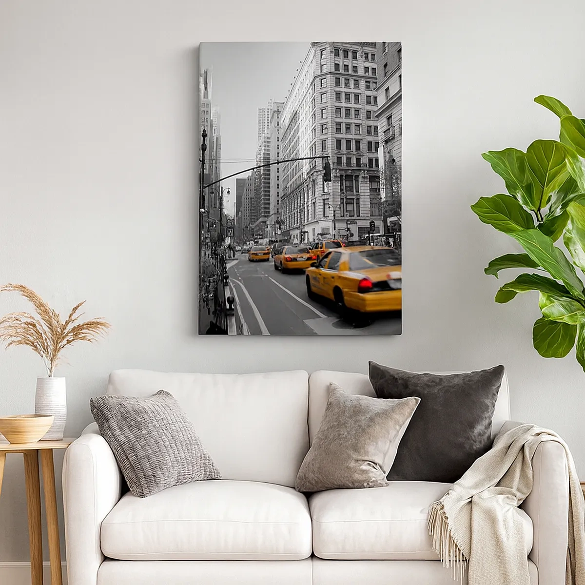 Quadro su tela - Stampe su Tela - Taxi gialli per le strade di New York - 50x70cm - Il sole della grande città - Decorazione murale moderna per soggiorno e camera da letto ARTTOR