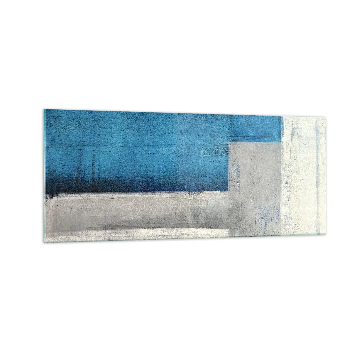 Quadro su vetro - Composizione poetica in grigio e blu - 100x40 cm