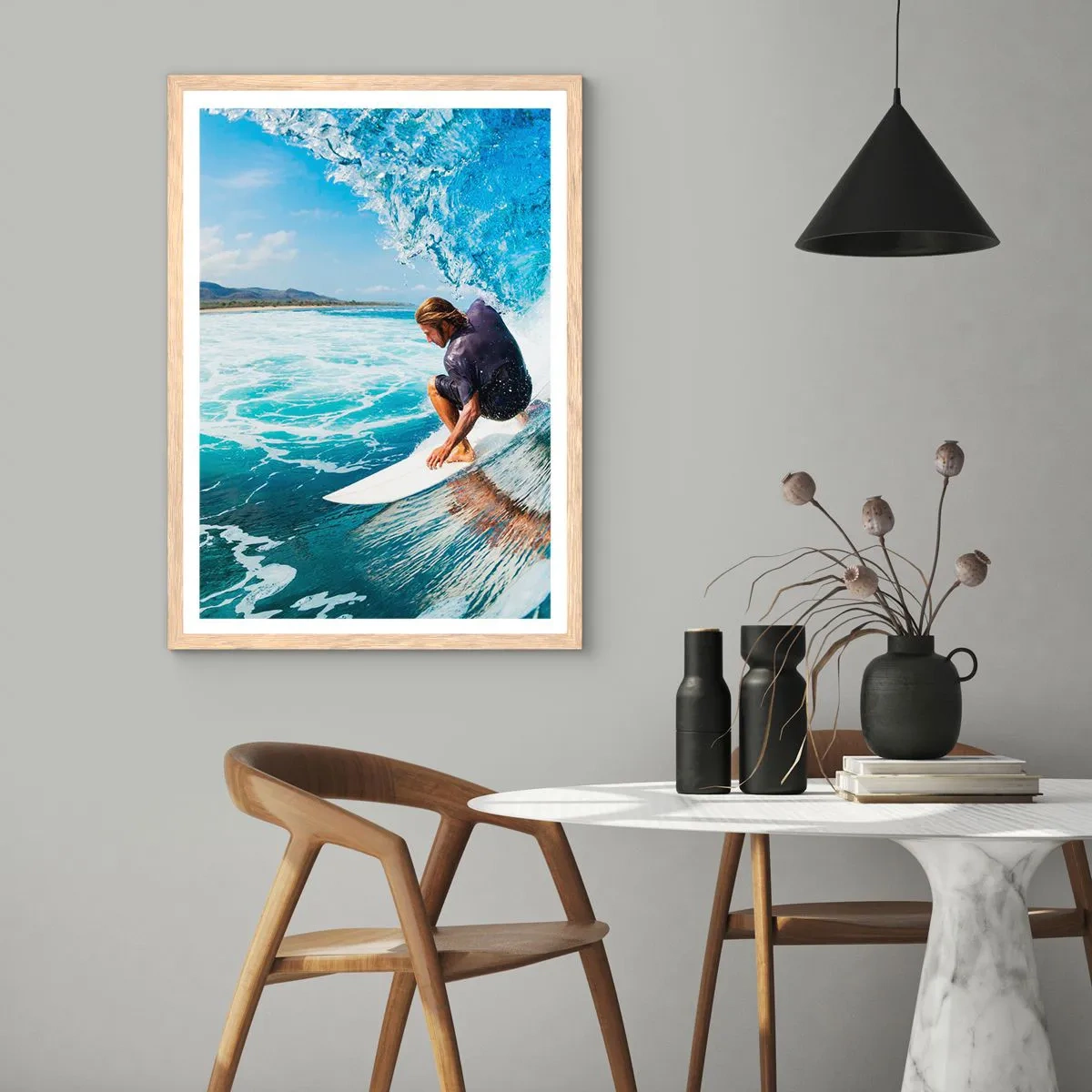 Poster in cornice rovere chiaro - Ballando con le onde - 30x40 cm