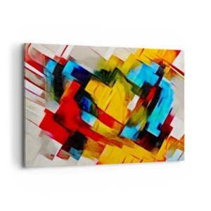 Quadro su tela - Stampe su Tela - Composizione geometrica astratta in colori vivaci - 120x80cm - Intreccio multicolore - Decorazione murale moderna per soggiorno e camera da letto ARTTOR
