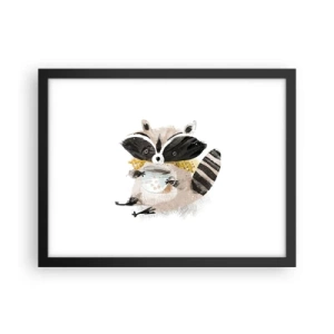 Poster in cornice nera - Il mio amico procione - 40x30 cm