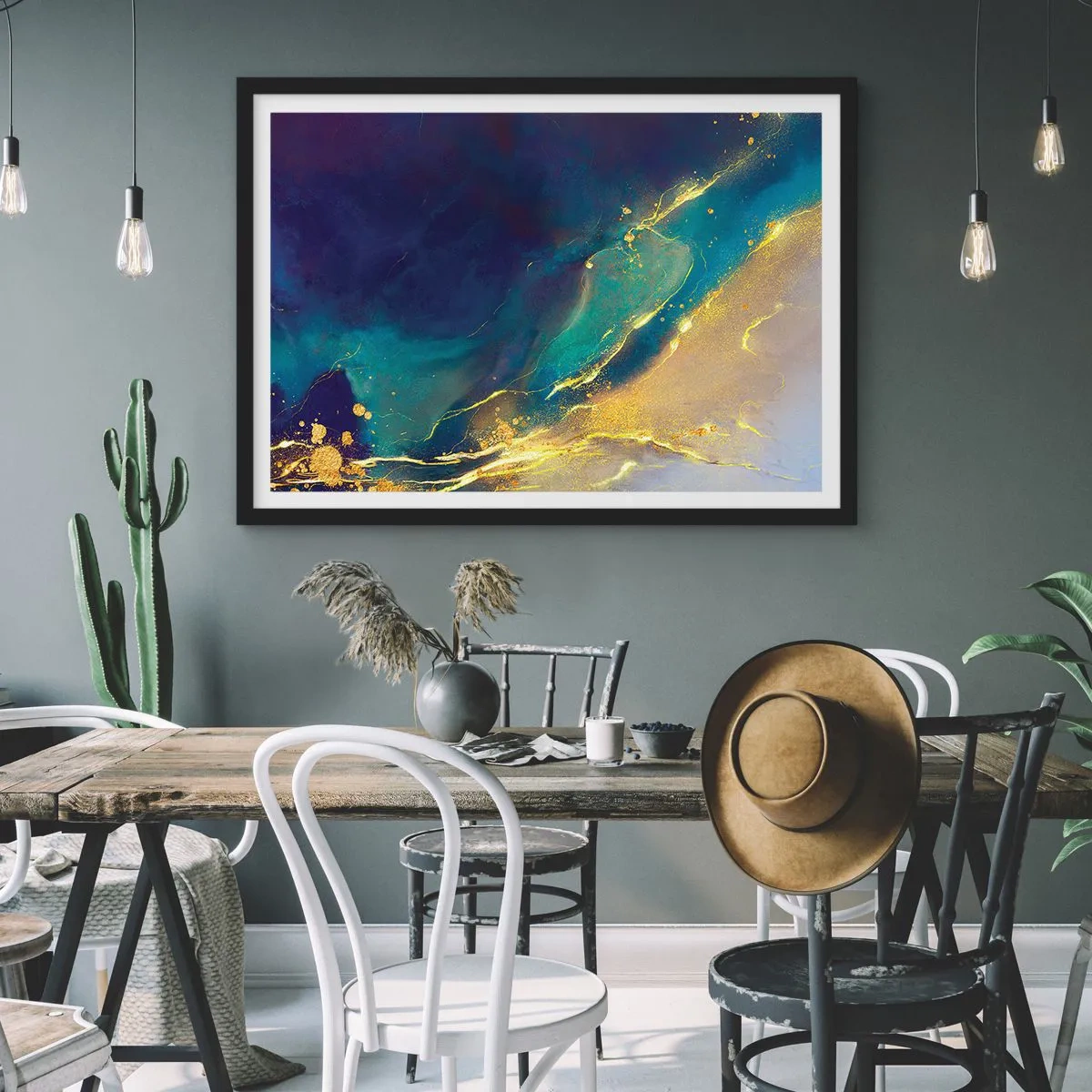 Poster in cornice nera - La palude dorata - 50x40 cm