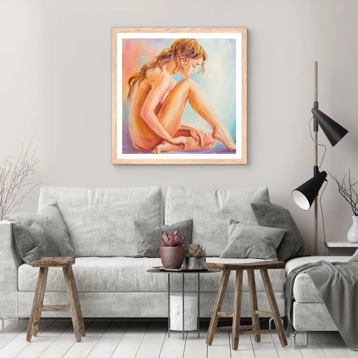 Poster in cornice rovere chiaro - Nudo di giovane - 60x60 cm