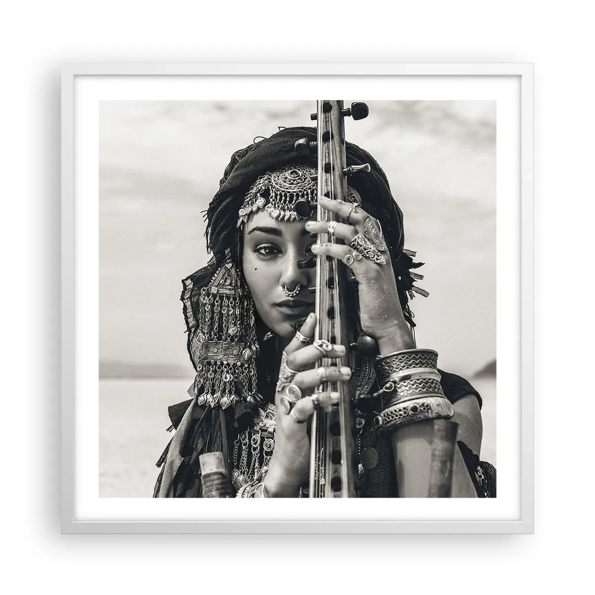 Poster in cornice bianca - La musica dell'oriente - 60x60 cm