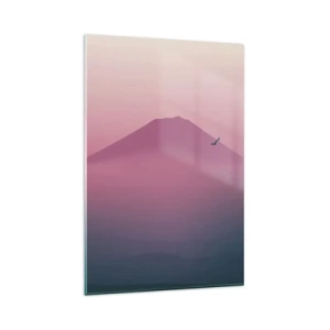 Quadro su vetro - Paesaggio minimalista con montagne e uccelli all'alba - 80x120cm - Viandanti sopra le nuvole - Decorazione murale moderna per soggiorno e camera da letto ARTTOR