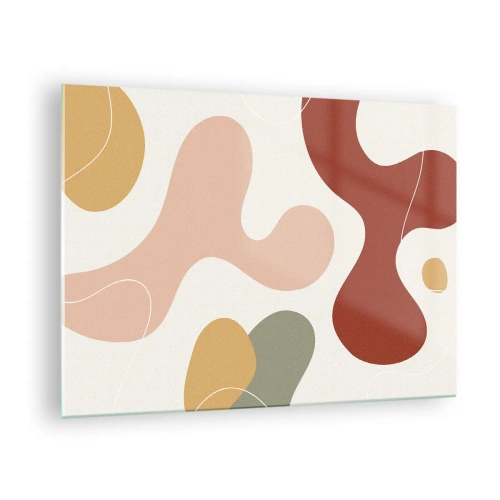 Quadro su vetro - Composizione astratta di forme organiche - 70x50cm - Ghirigori - Decorazione murale moderna per soggiorno e camera da letto ARTTOR