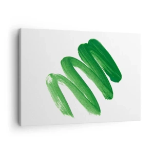 Quadro su tela - Stampe su Tela - Pennellata astratta verde su sfondo bianco - 70x50cm - Scherzo verde - Decorazione murale moderna per soggiorno e camera da letto ARTTOR
