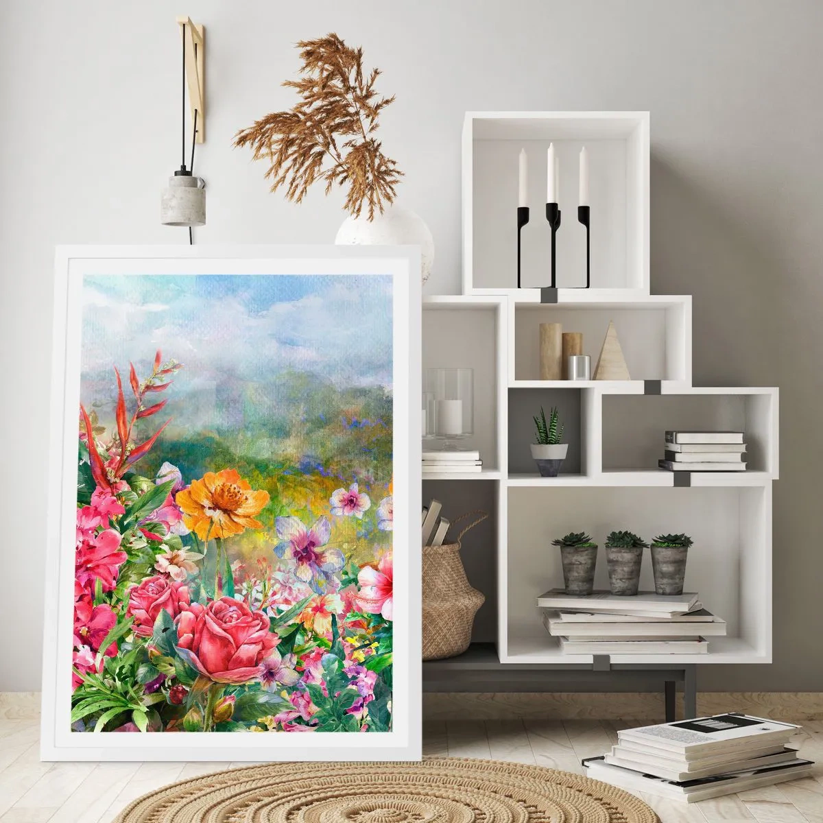 Poster in cornice bianca - Il giardino impazzito - 61x91 cm