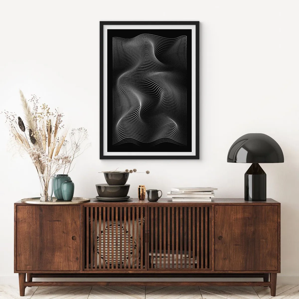 Poster in cornice nera - La danza della luce nello spazio - 61x91 cm