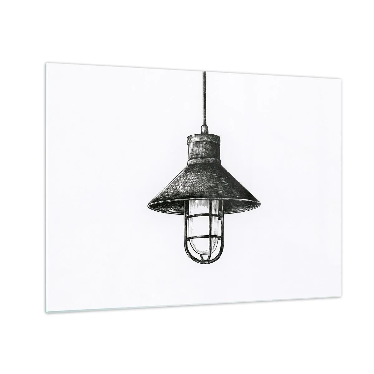 Quadro su vetro - Lampada a sospensione in stile industriale nero - 70x50cm - Come tanti anni fa... - Decorazione murale moderna per soggiorno e camera da letto ARTTOR
