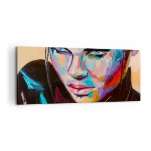 Quadro su tela - Stampe su Tela - Ritratto di una donna in vivaci colori astratti - 120x50cm - Cuore selvatico - Decorazione murale moderna per soggiorno e camera da letto ARTTOR