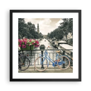 Poster in cornice nera - I colori delle strade di Amsterdam - 40x40 cm